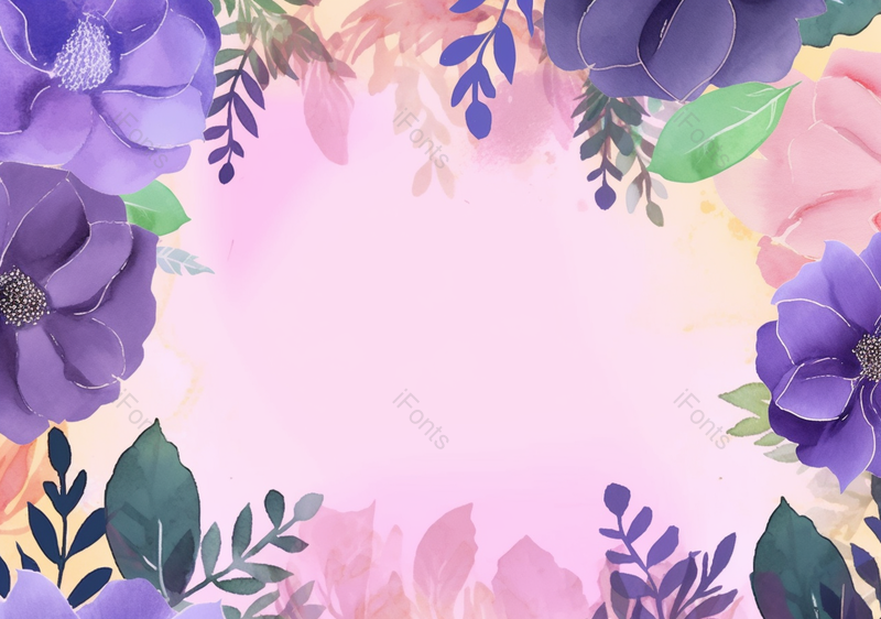 手绘水彩卡通植物花卉边框,插画/手绘图,插画/手绘图库,插画/手绘图下载,插画/手绘